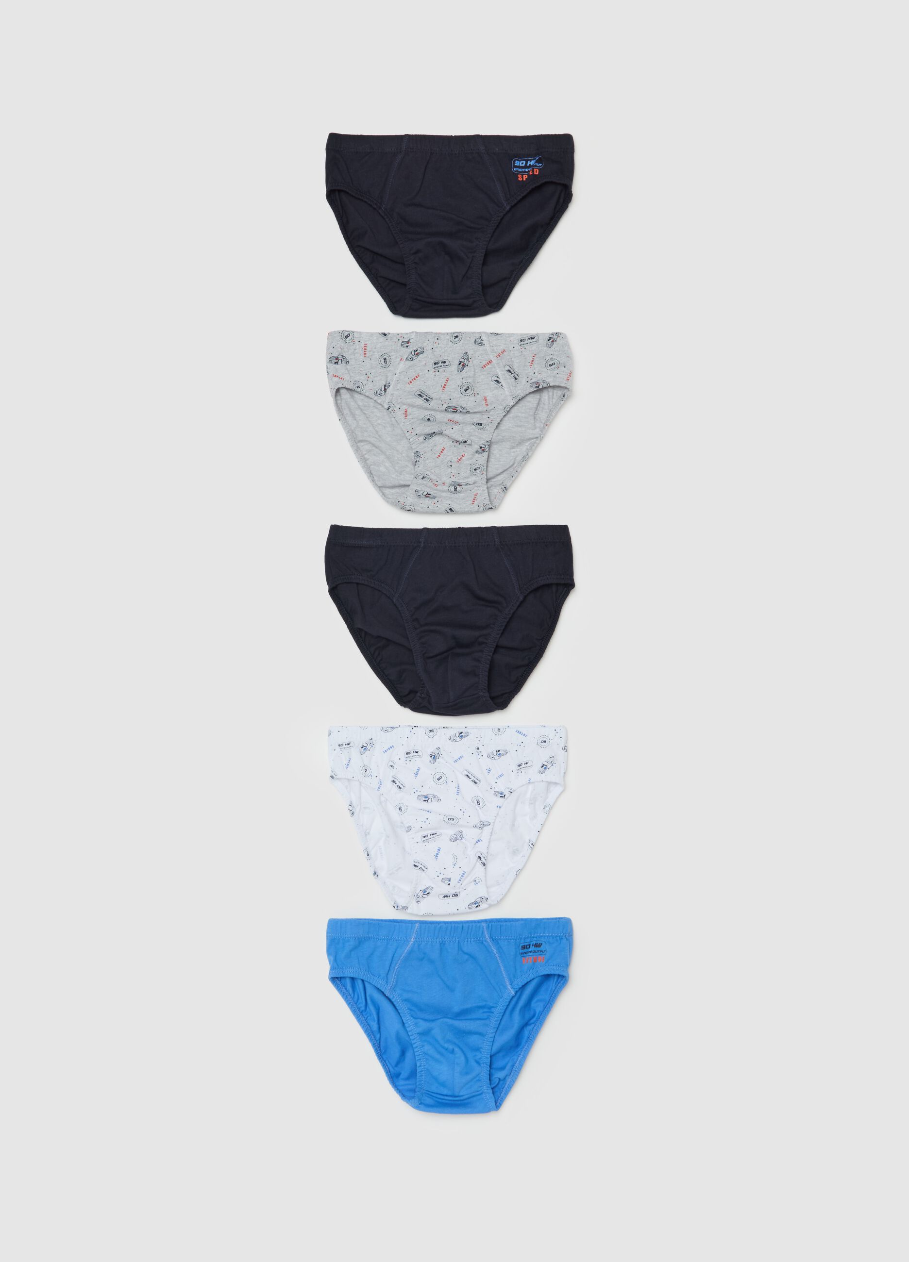 Five-pack briefs in organic cotton with print