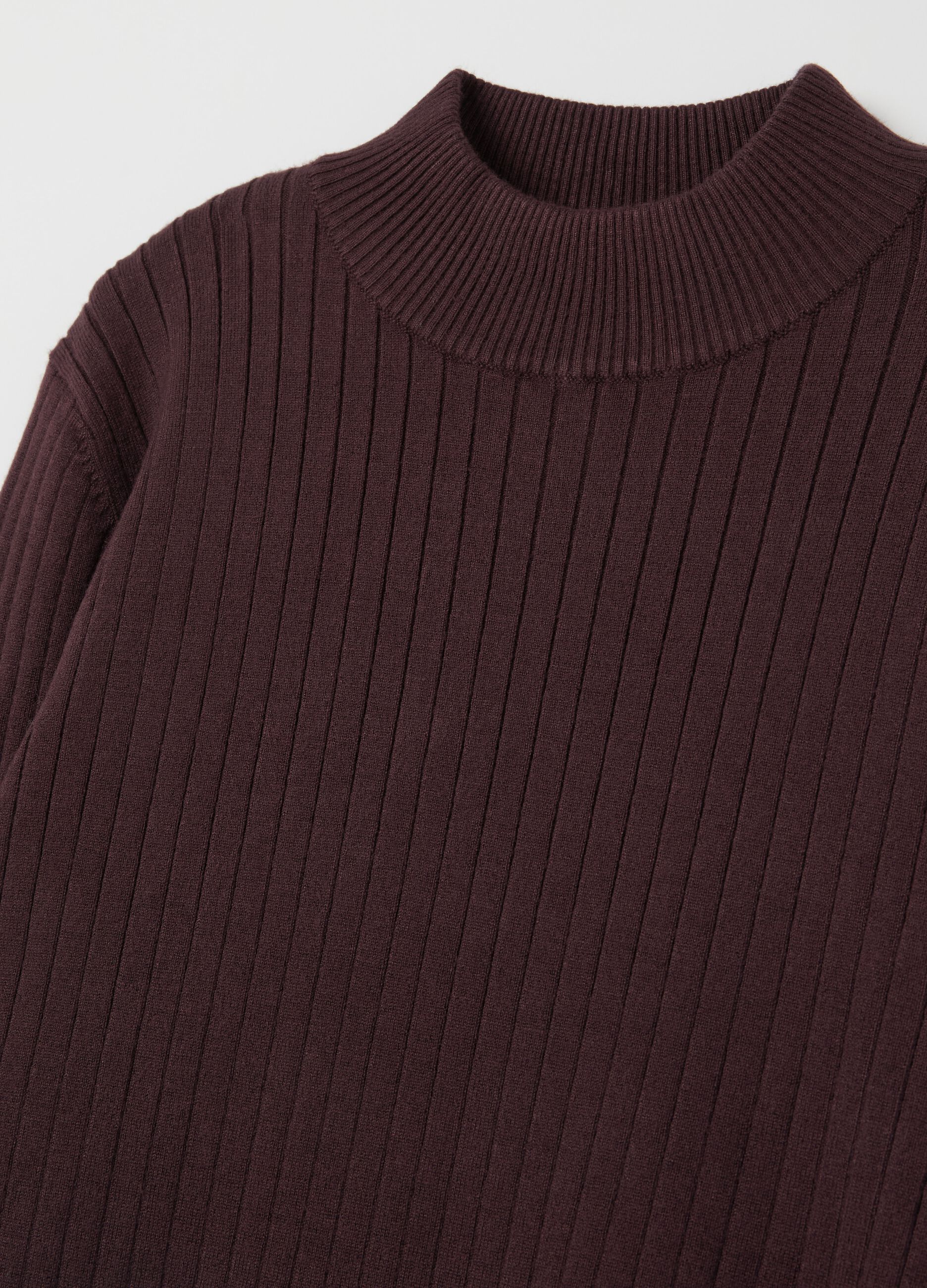 Ribbed knit pullover with mock neck