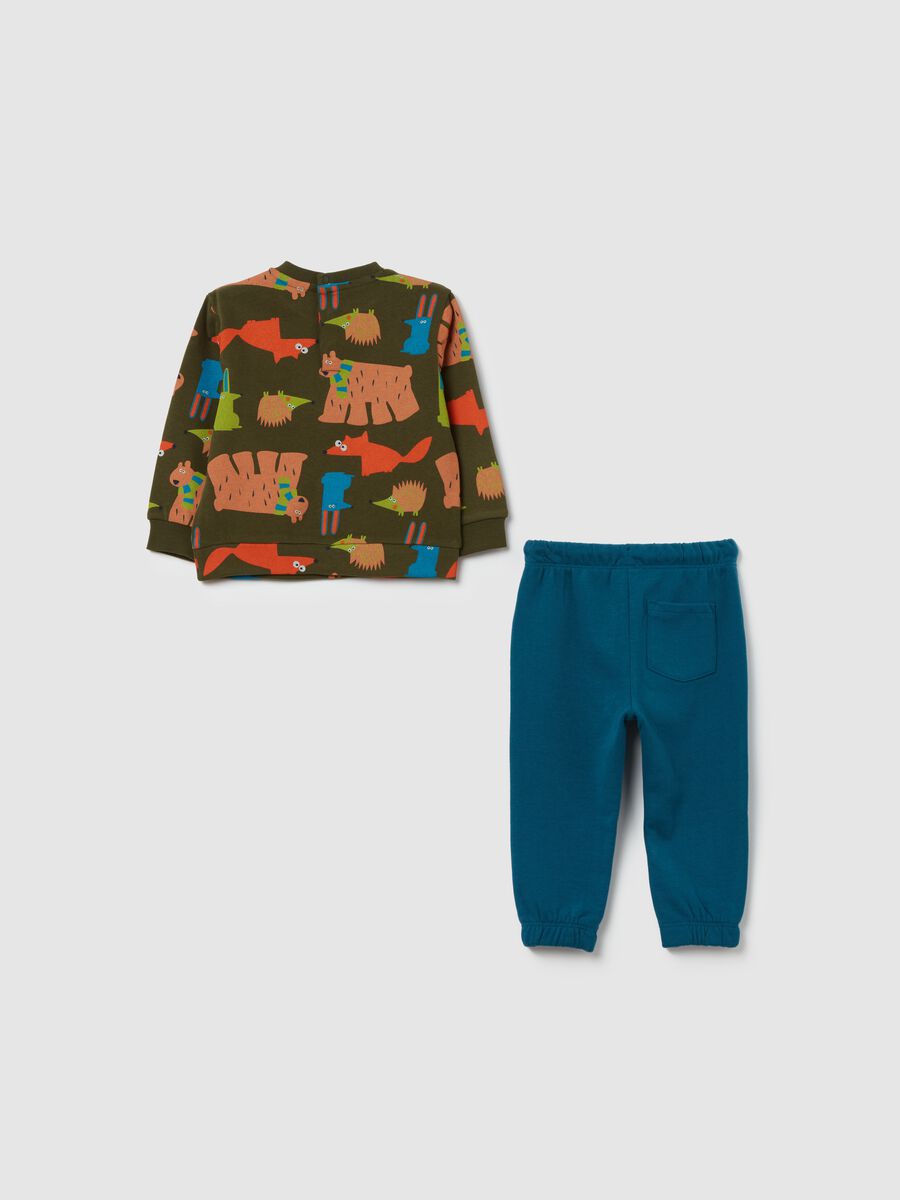 Cotton jogging set with forest animals print_1