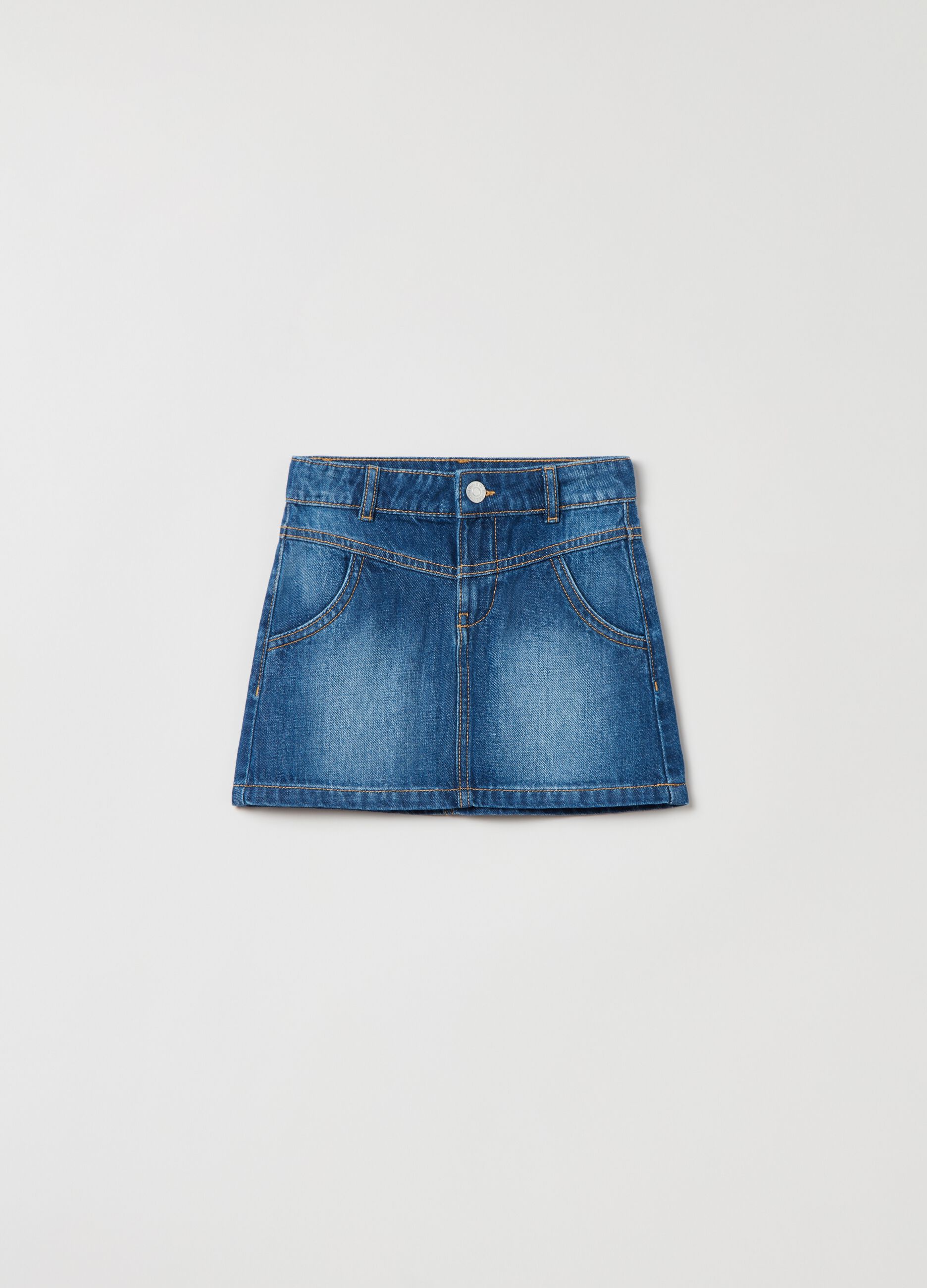 Denim miniskirt with pockets