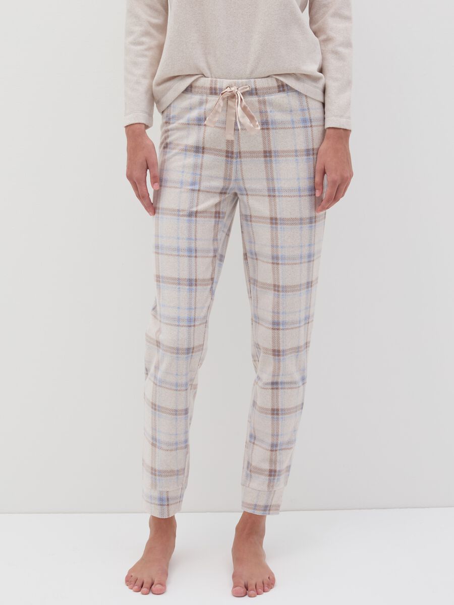 Fleece pyjama trousers with check pattern_1