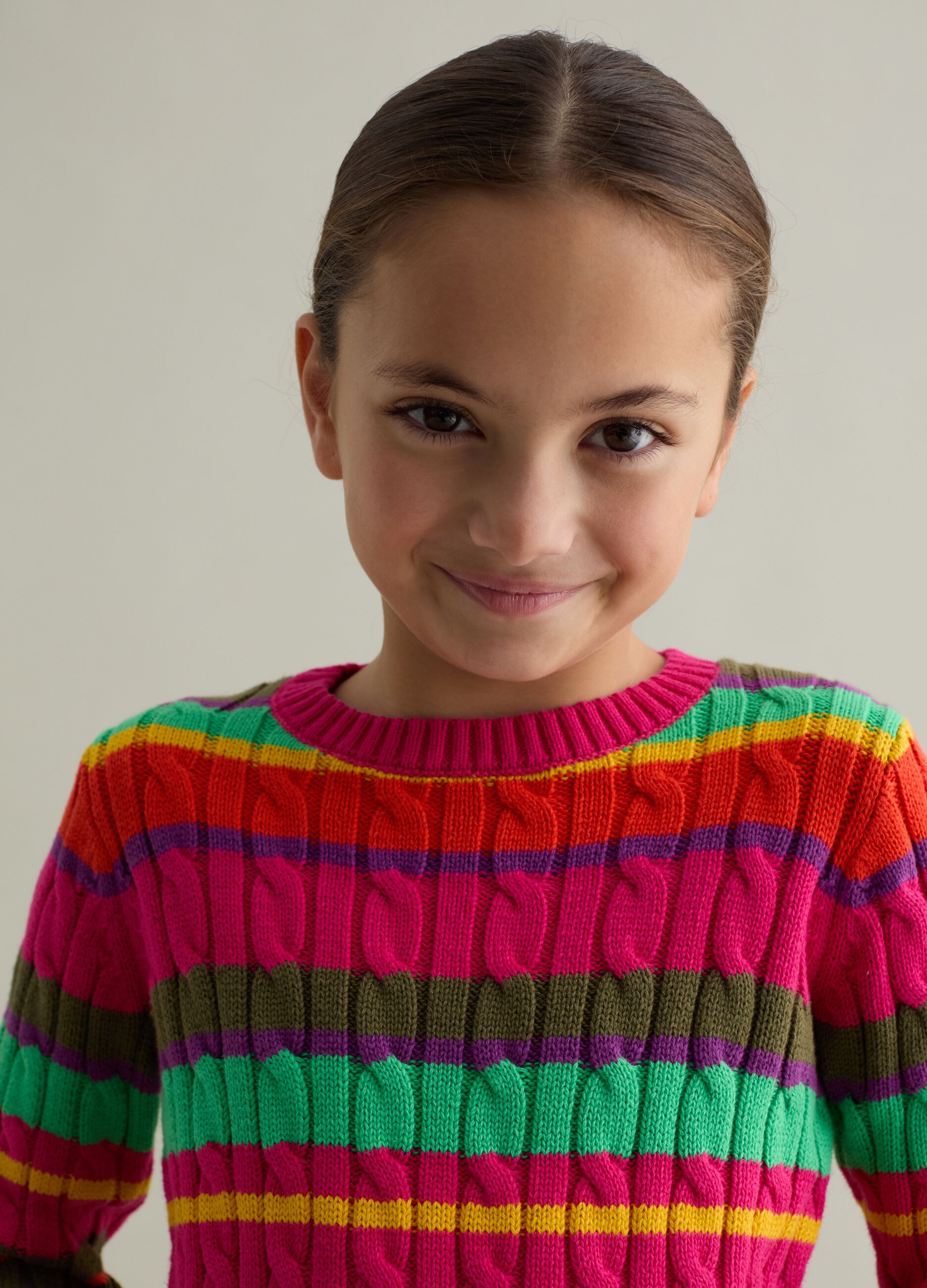 Cotton pullover with striped pattern