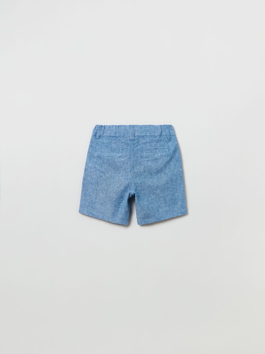 Shorts in lino e cotone con bretelle_1