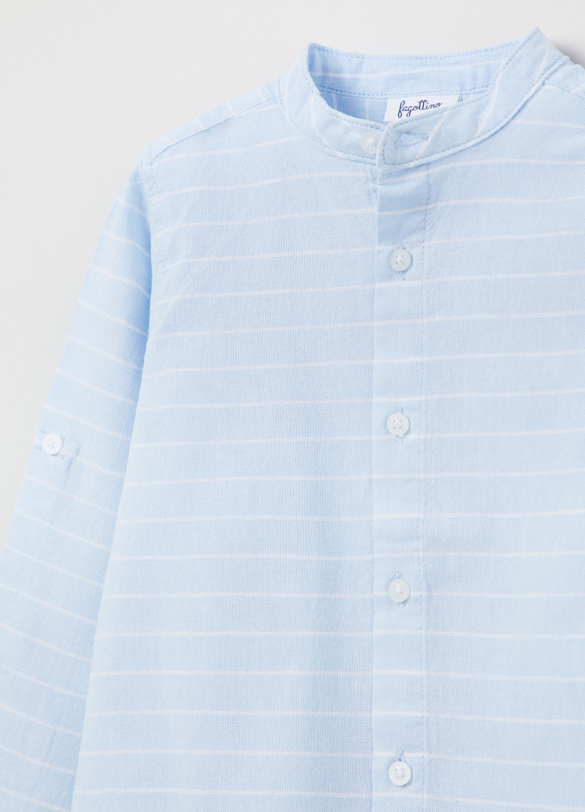 Striped shirt in cotton and linen