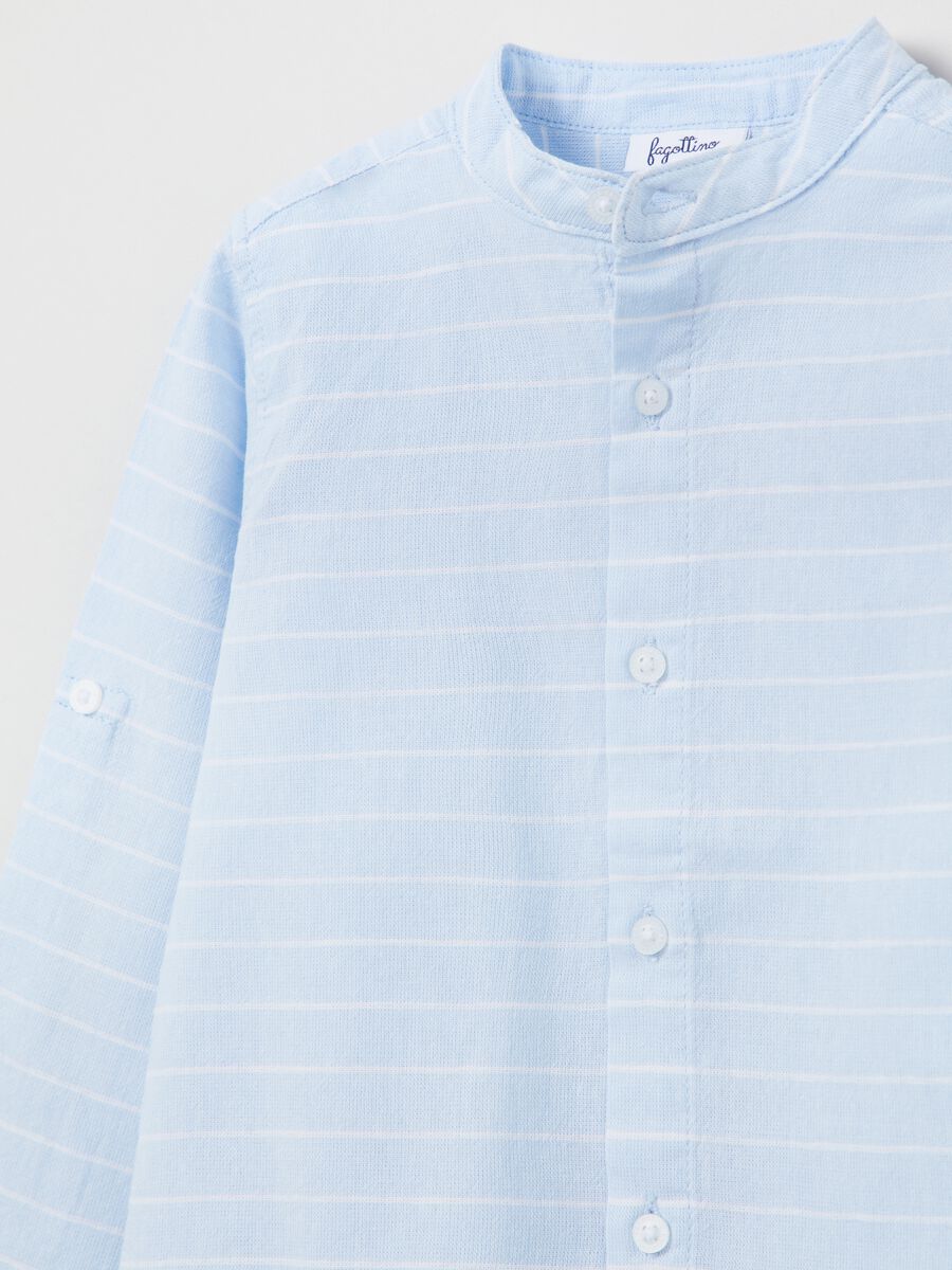 Striped shirt in cotton and linen_2