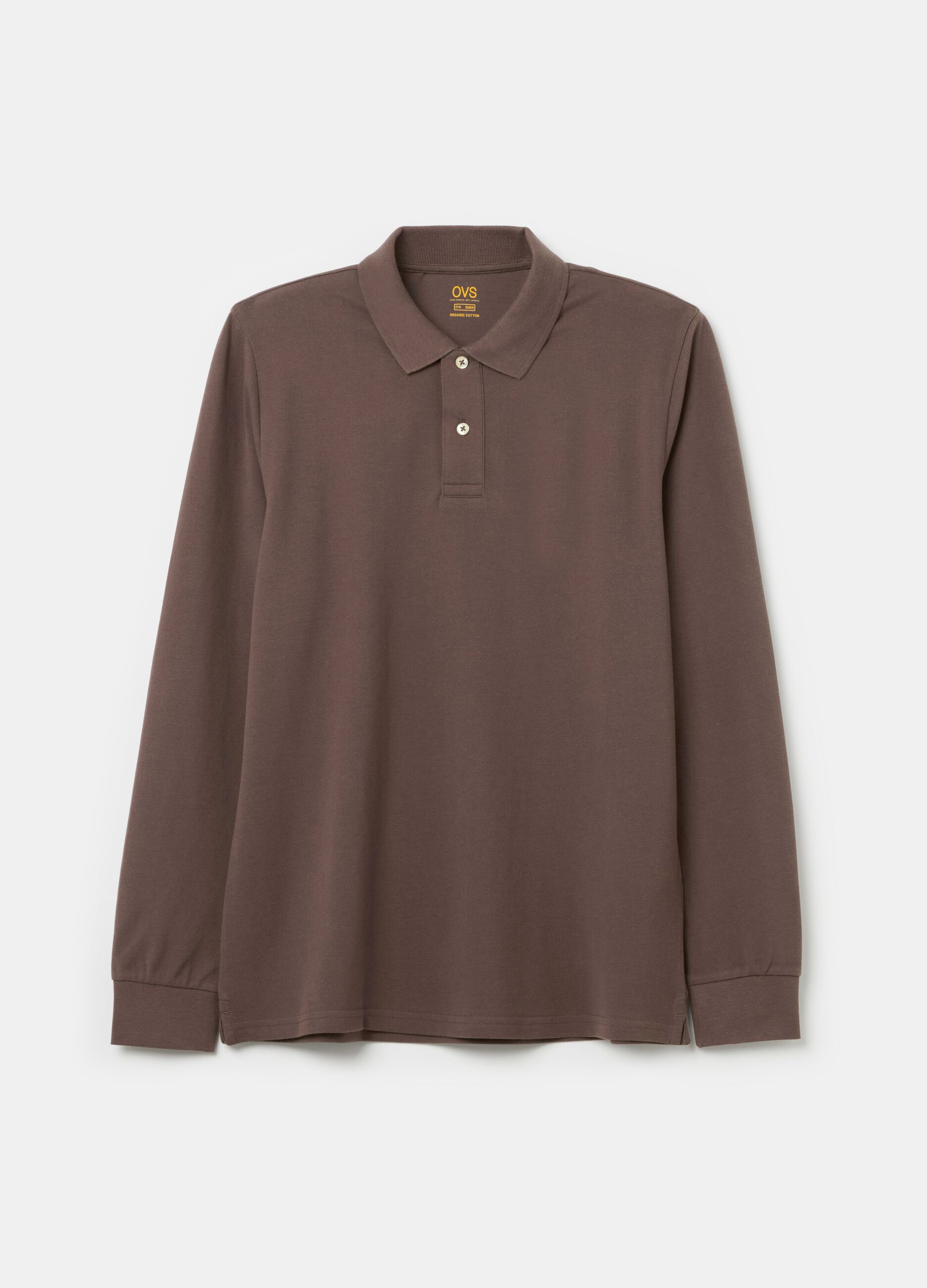 Cotton polo shirt with long sleeves