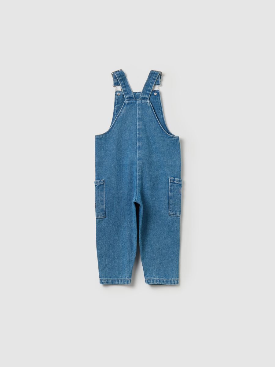 Denim dungarees with hearts embroidery and patch_1