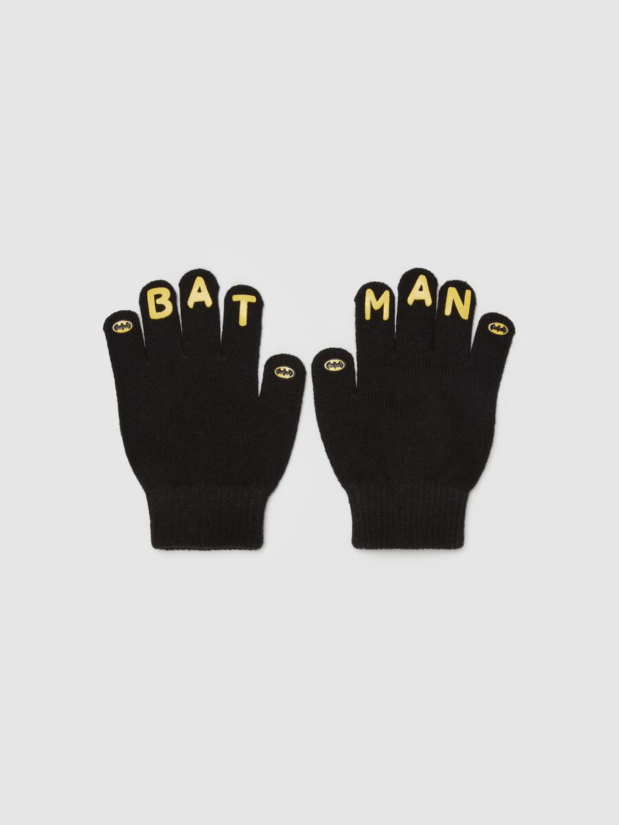 Knit gloves with Batman print_0