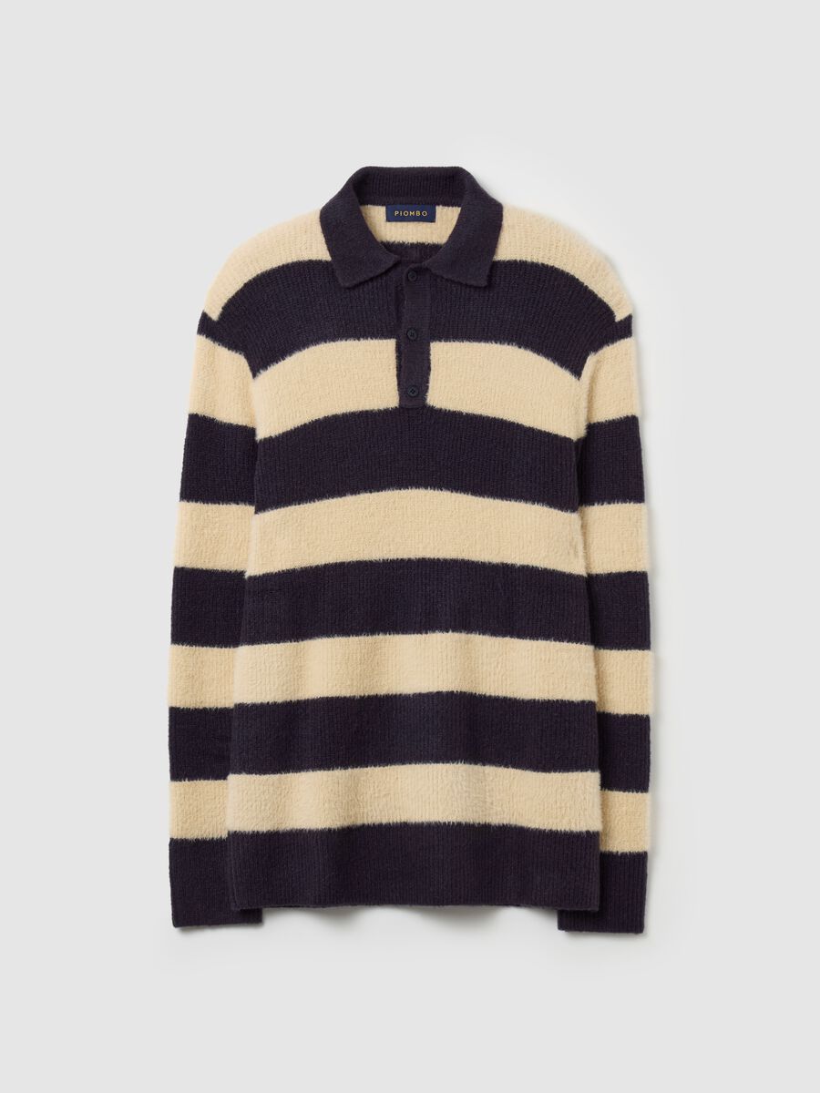 Striped pullover with polo neckline_4