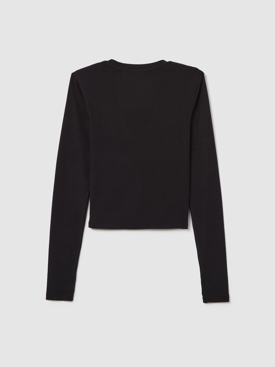 Crop Long-sleeved T-shirt Black_6