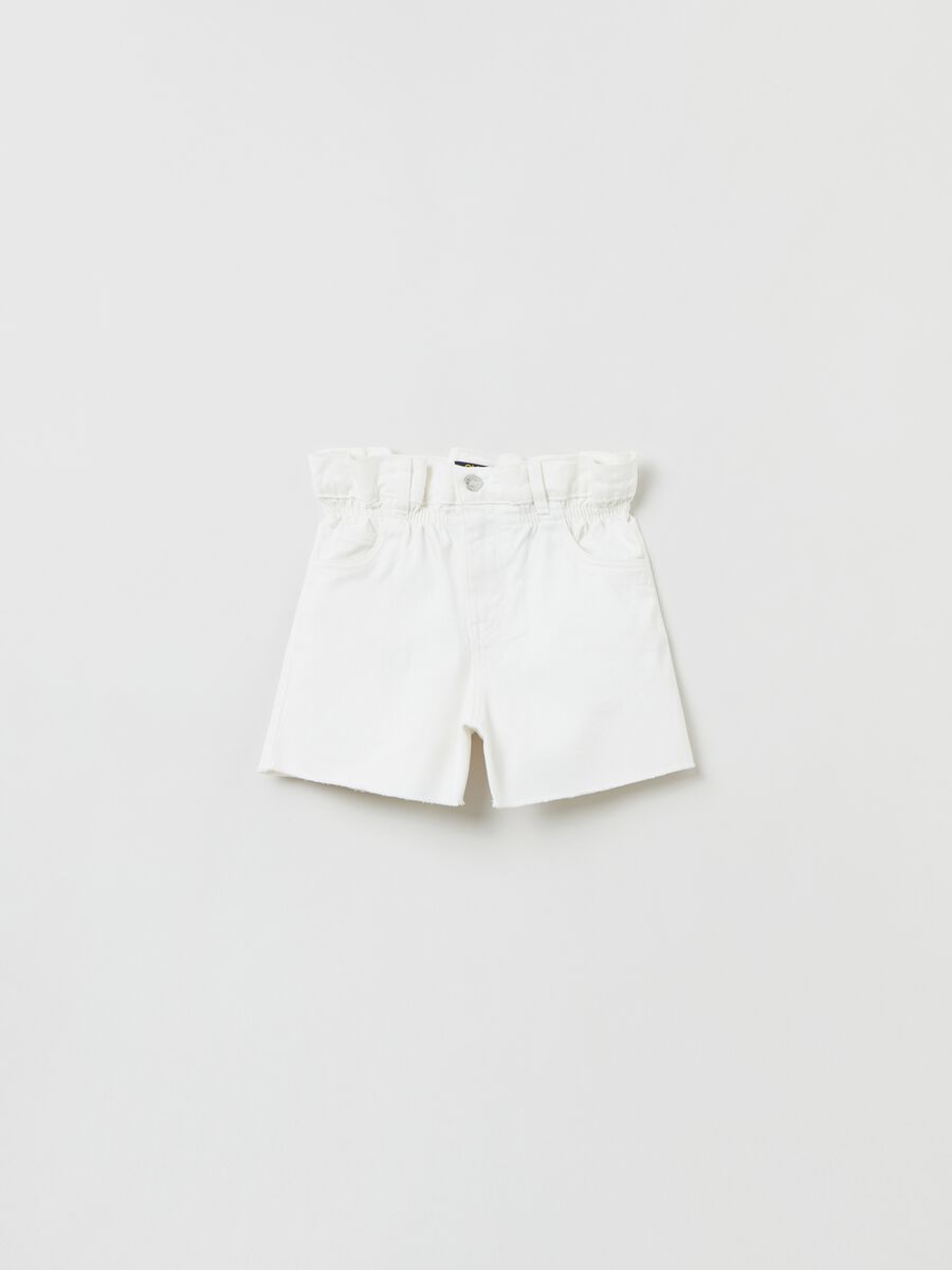 Paper bag shorts with raw edging_0