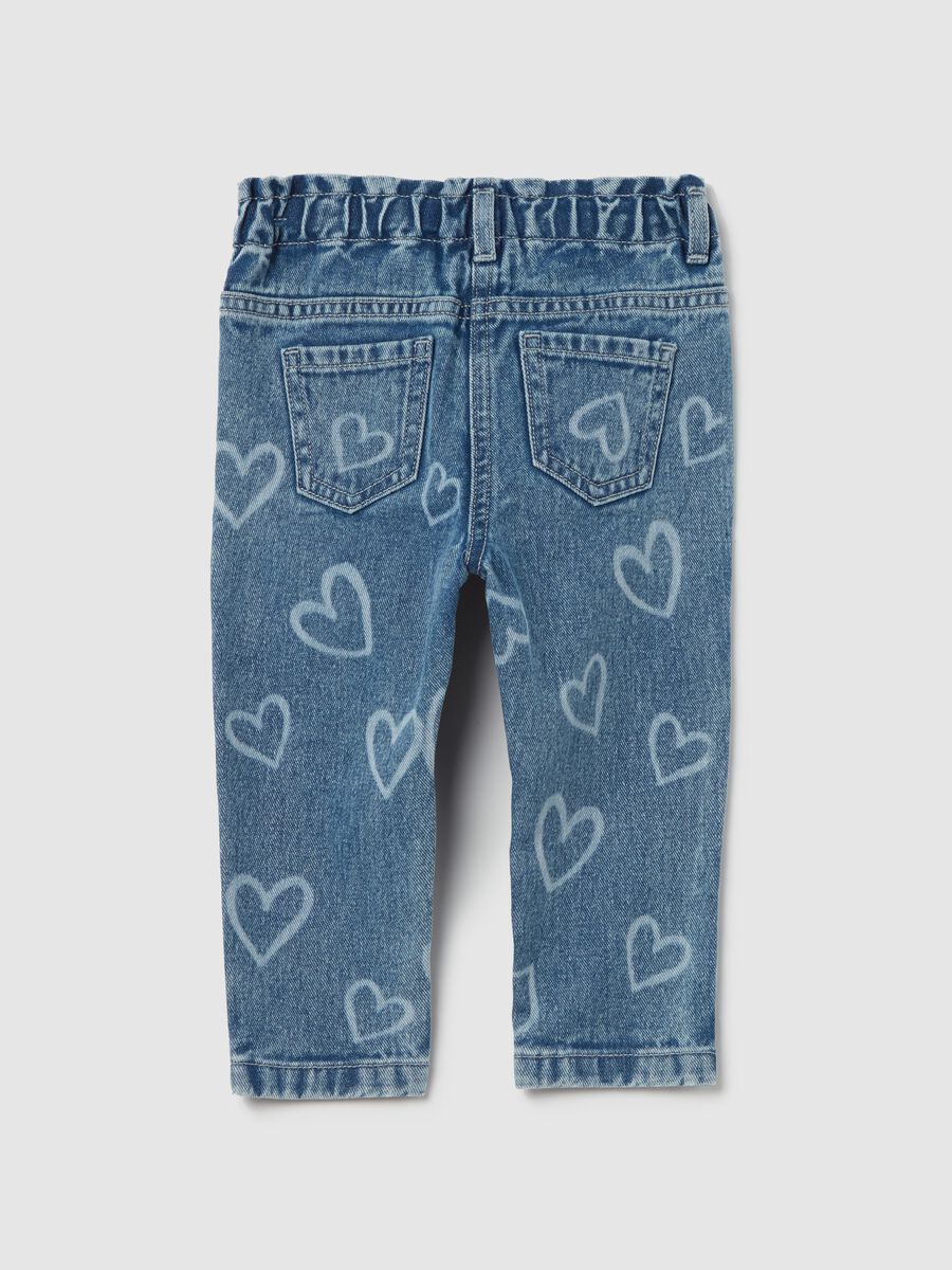 Cotton jeans with hearts print_1