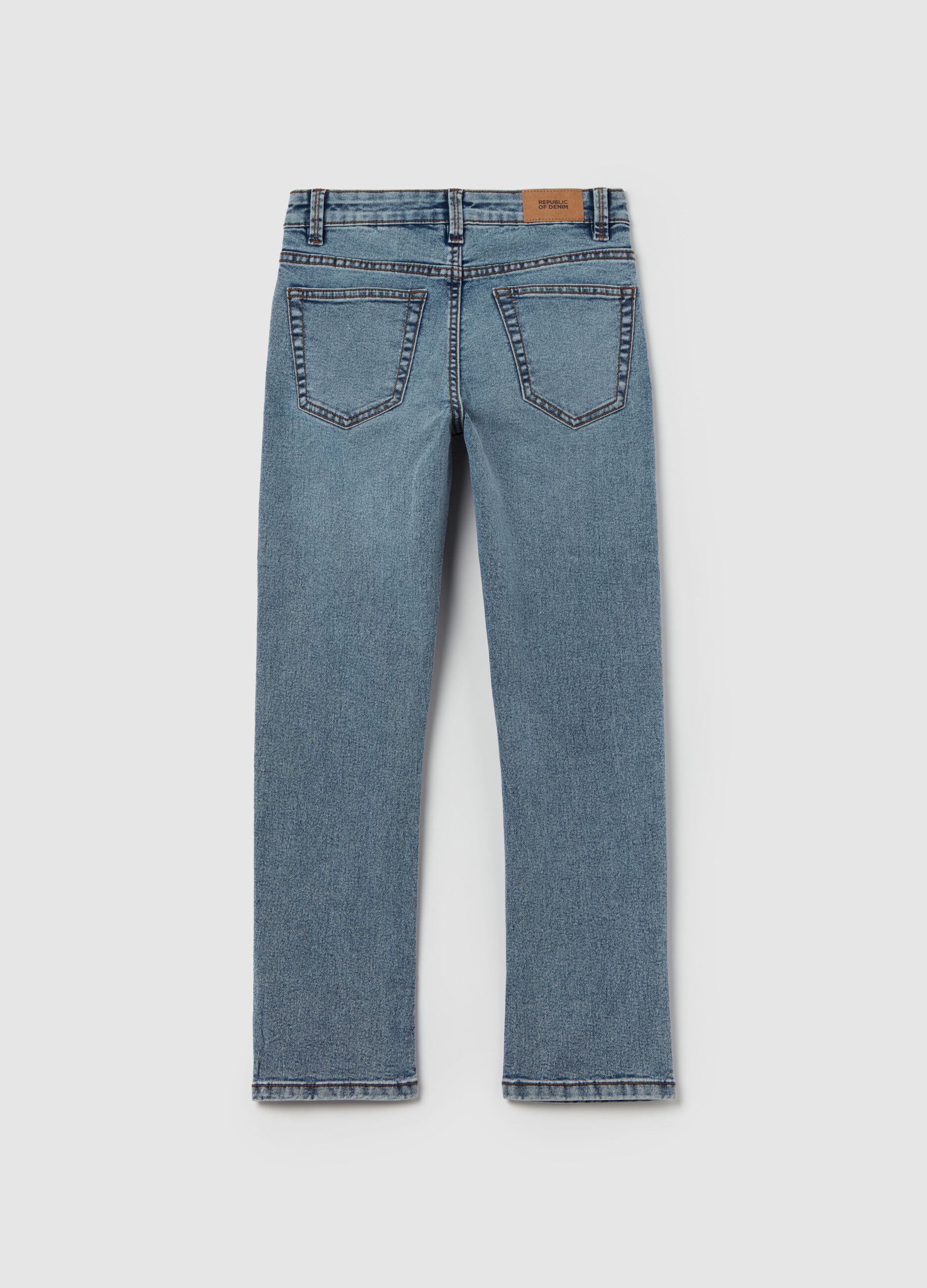 Regular-fit acid-wash jeans with five pockets