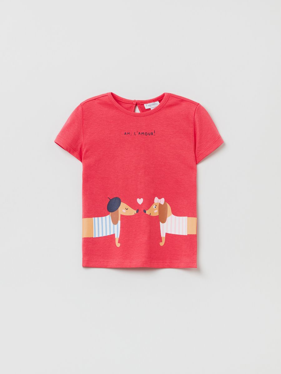 Cotton T-shirt with dachshunds print_0