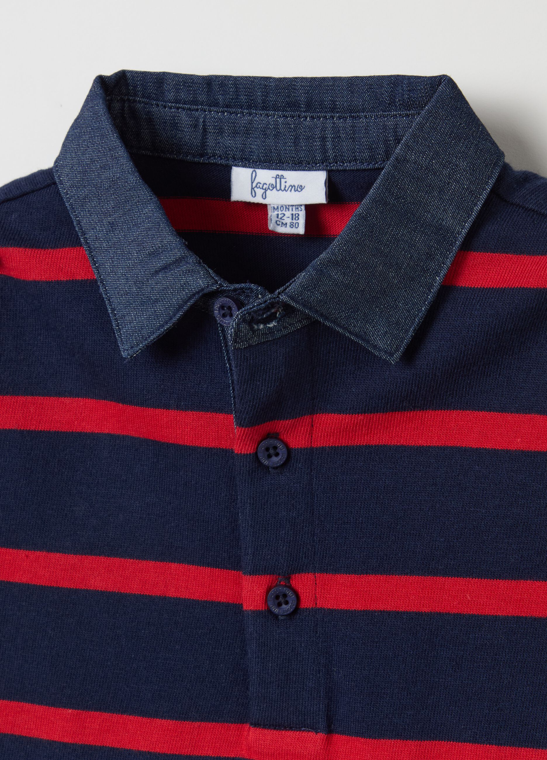 Organic cotton polo shirt with striped pattern