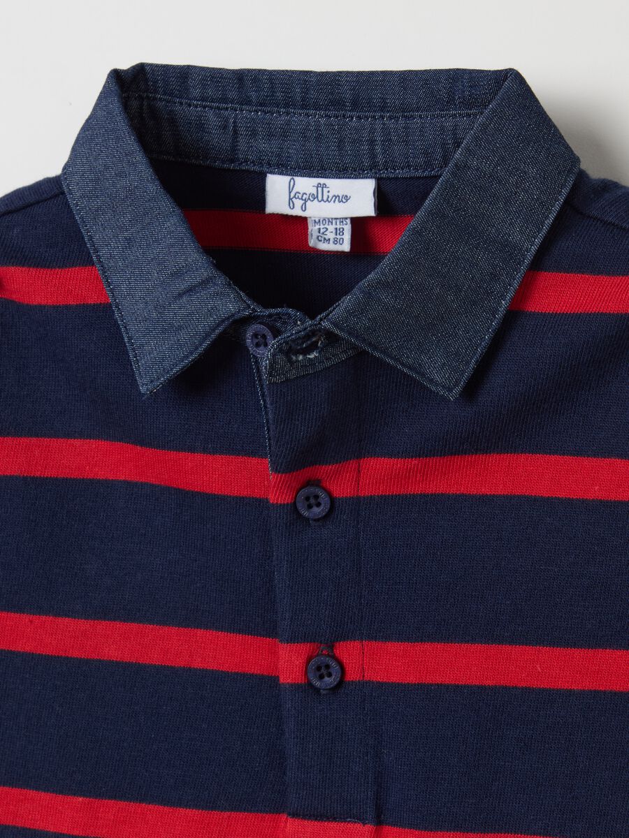 Organic cotton polo shirt with striped pattern_2