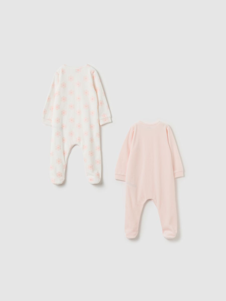 Two-pack velour onesies with feet_1