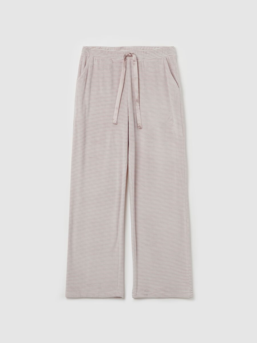 Striped pyjama bottoms with drawstring_4