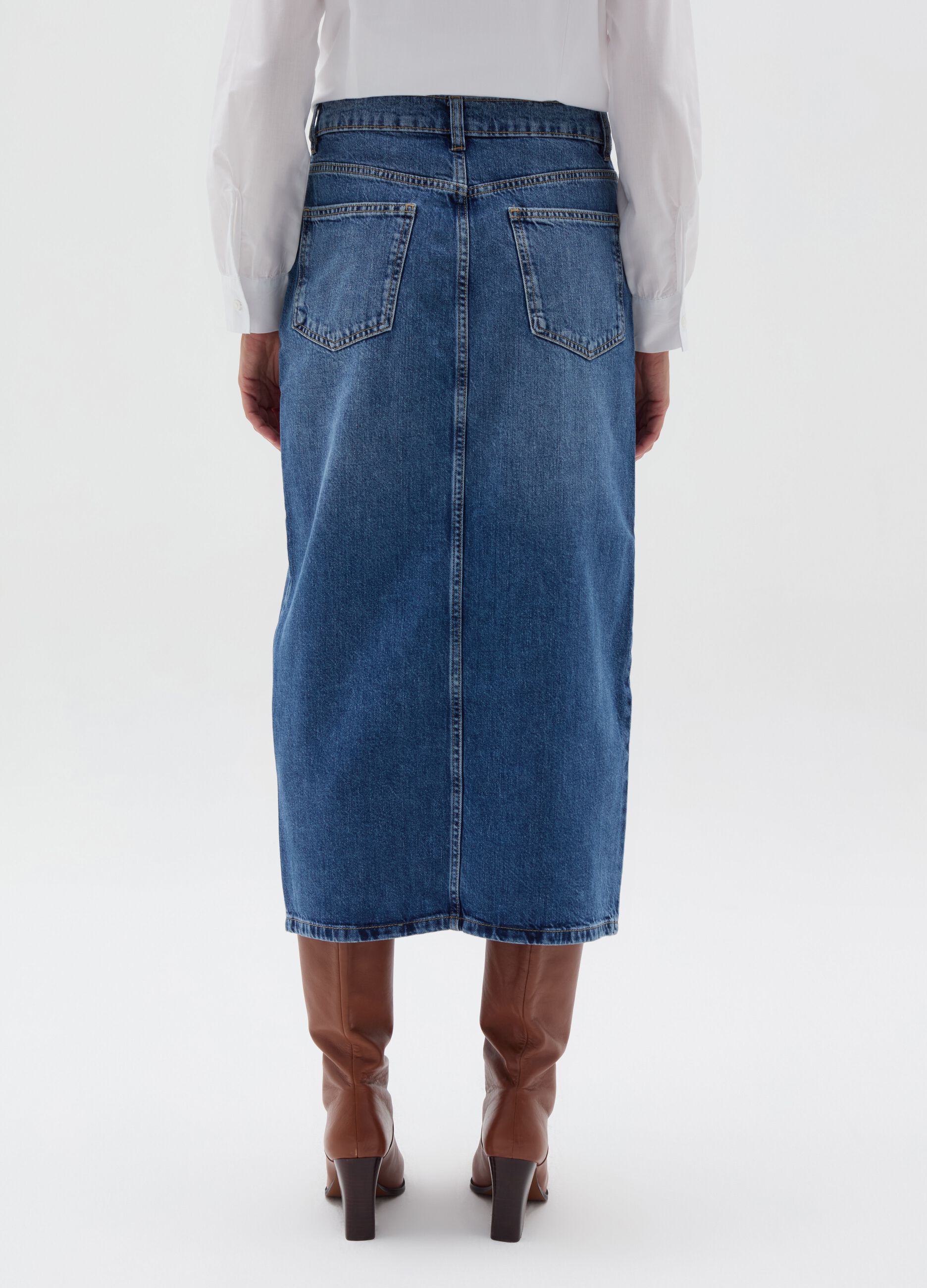 Midi pencil skirt in denim