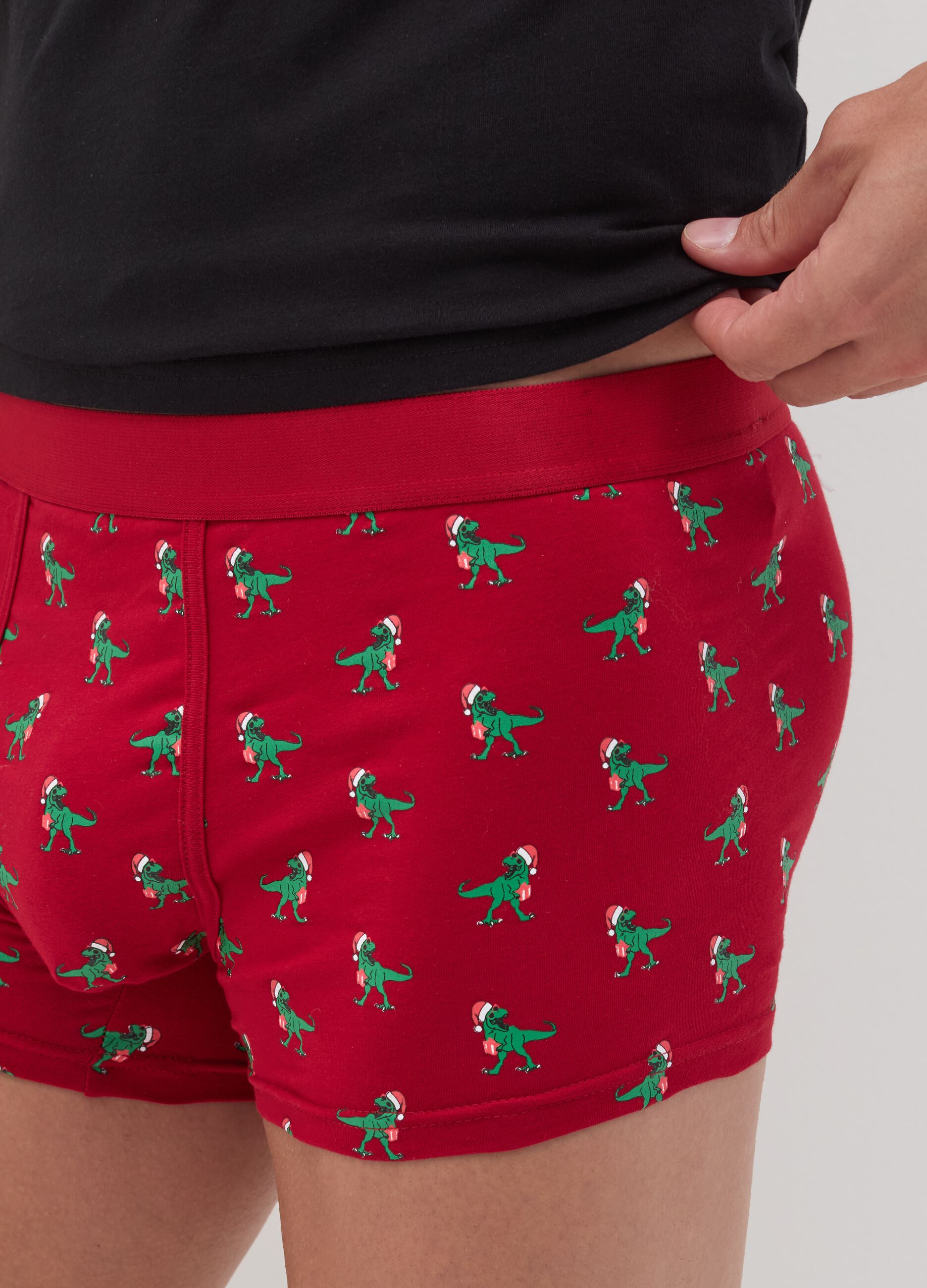 Stretch organic cotton boxer shorts with all-over print