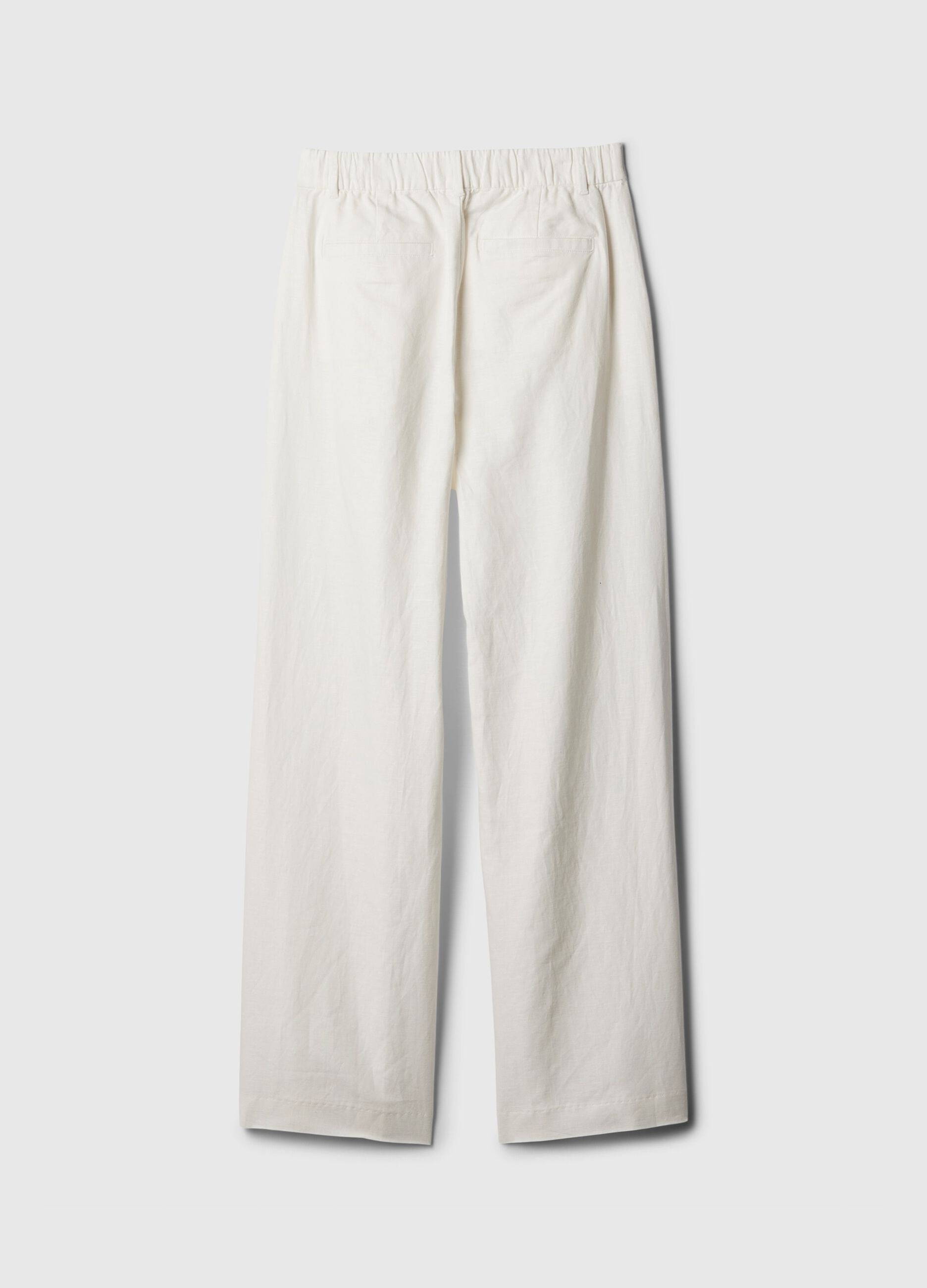 Pantaloni wide leg in lino e cotone