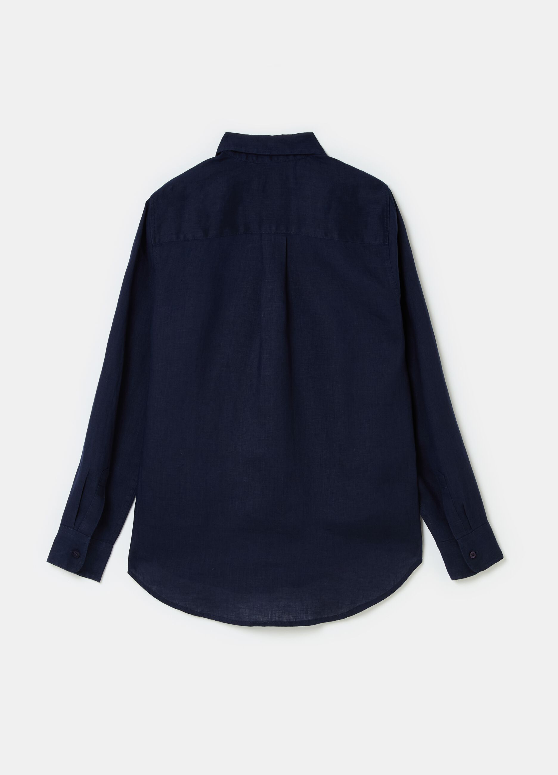 Relaxed-fit shirt in solid colour linen