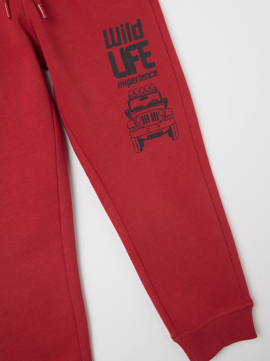 Fleece joggers with drawstring and lettering print_3