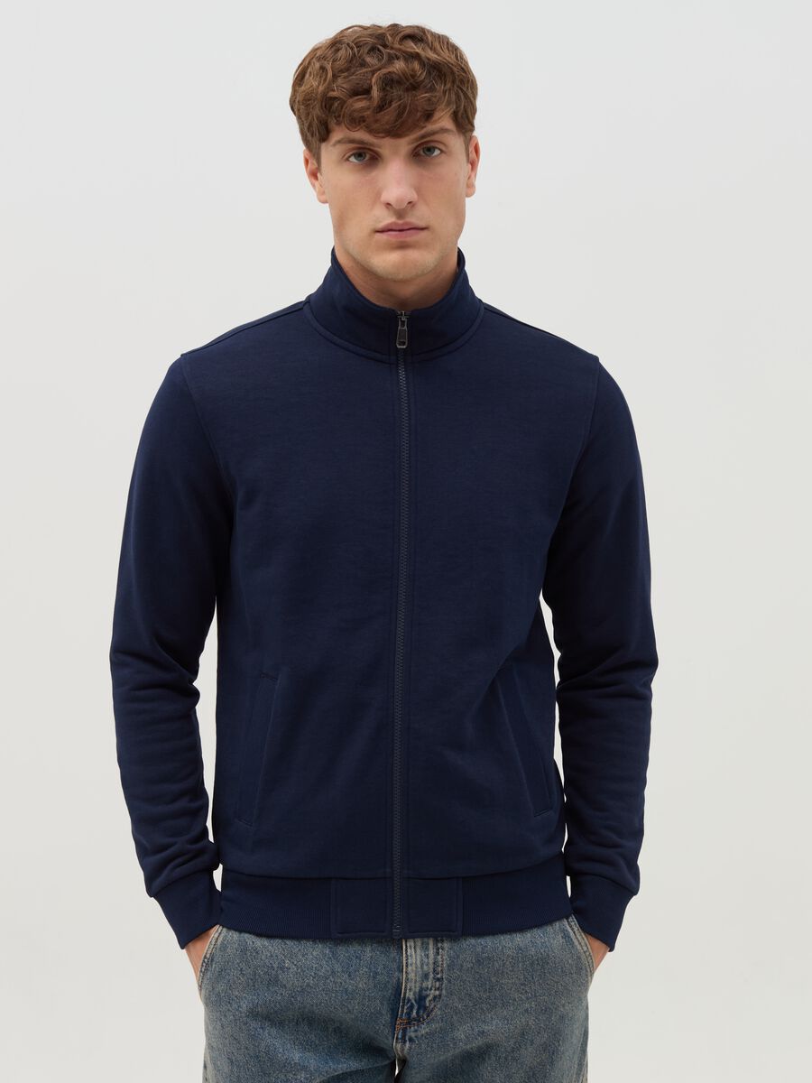 Full-zip sweatshirt in French terry with high neck_1