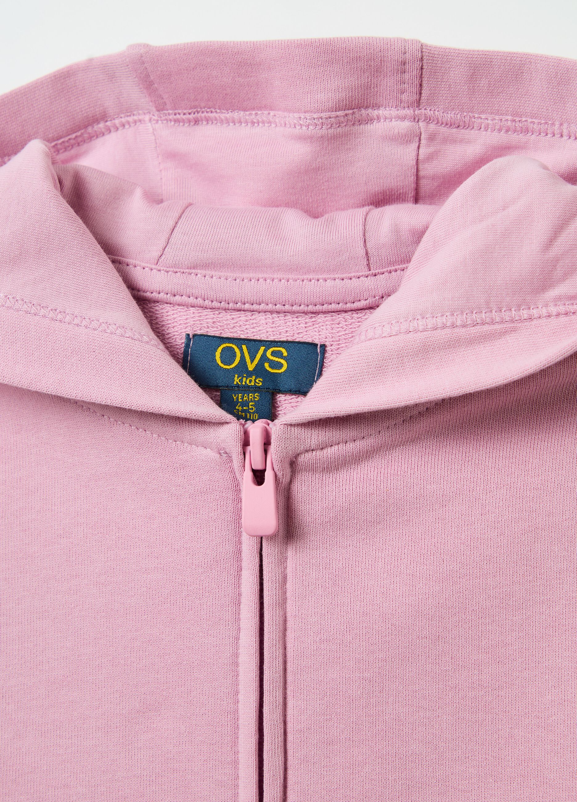 Full-zip sweatshirt in solid colour French terry