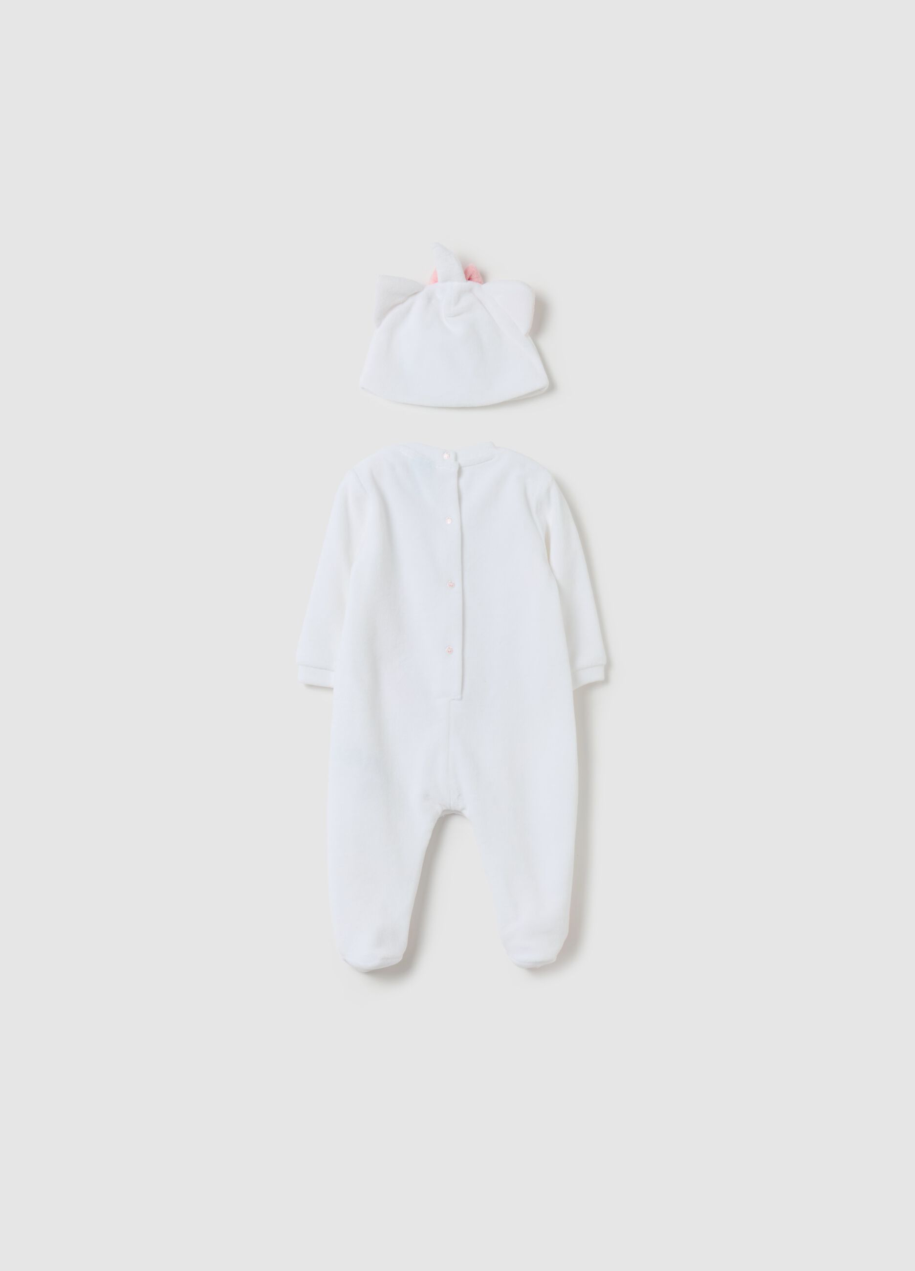 Onesie and hat set with Marie embroidery