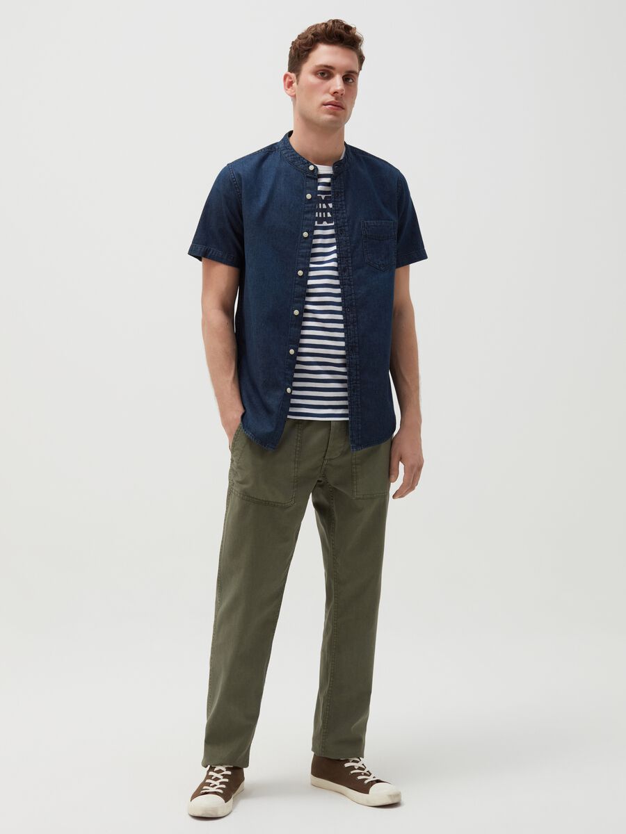 Regular-fit trousers in cotton and linen_0