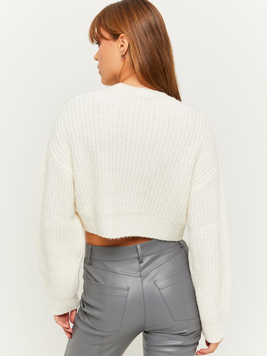 Cropped pullover with cable-knit detail_1