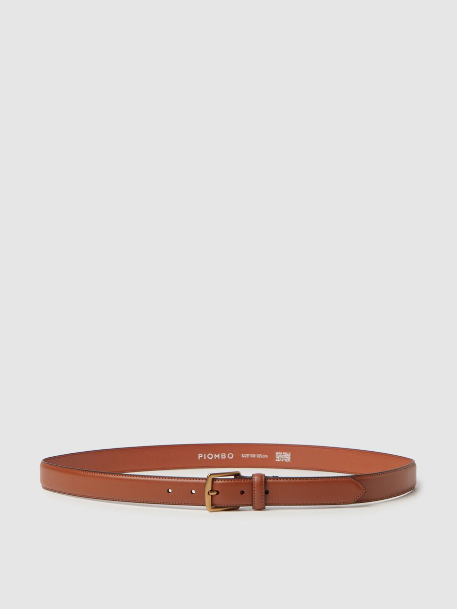 Contemporary leather belt with satin-effect buckle_0