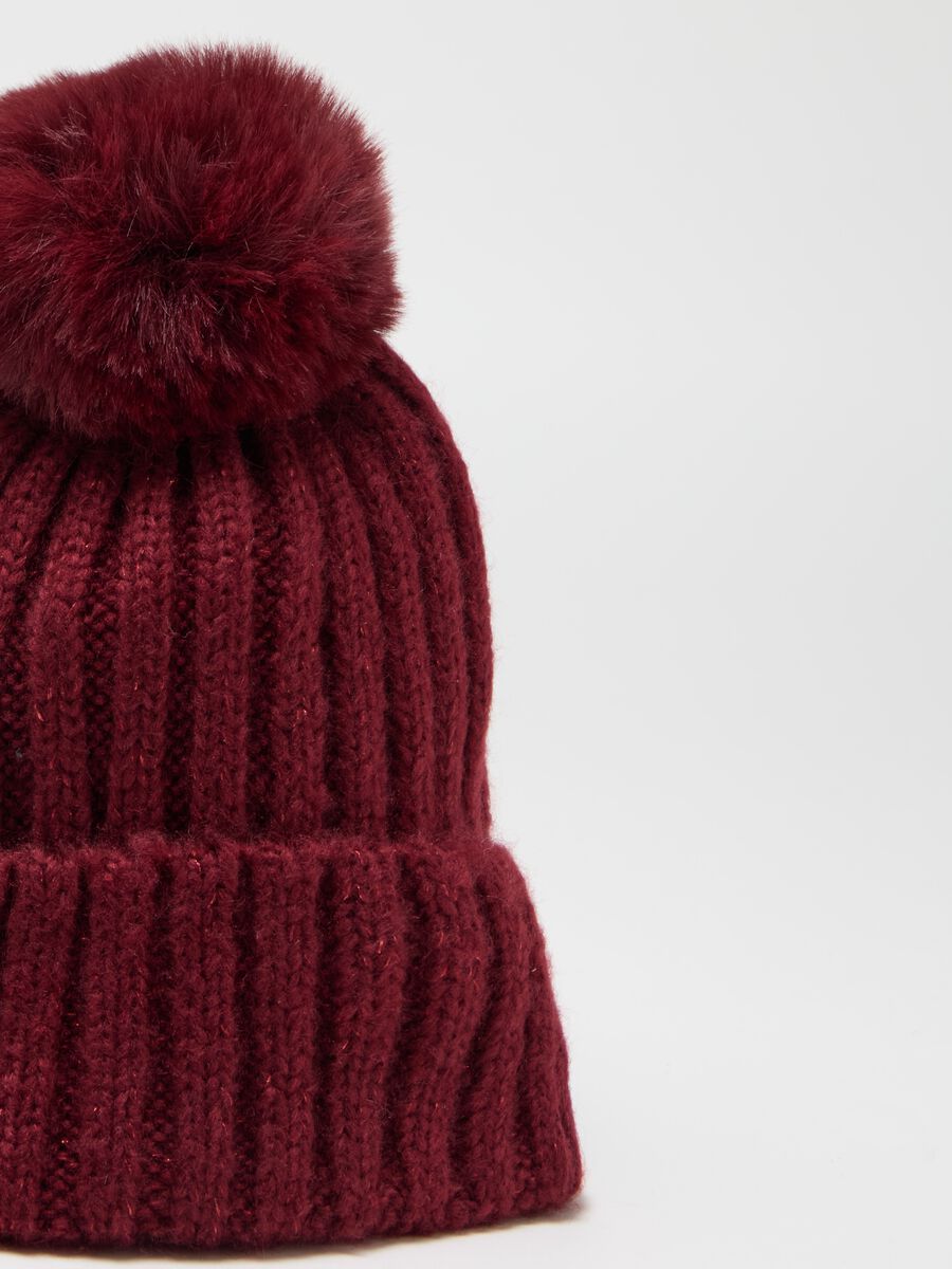 Ribbed hat in lurex with pompom_2