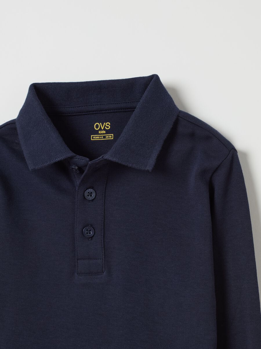 Long-sleeved cotton polo shirt_2