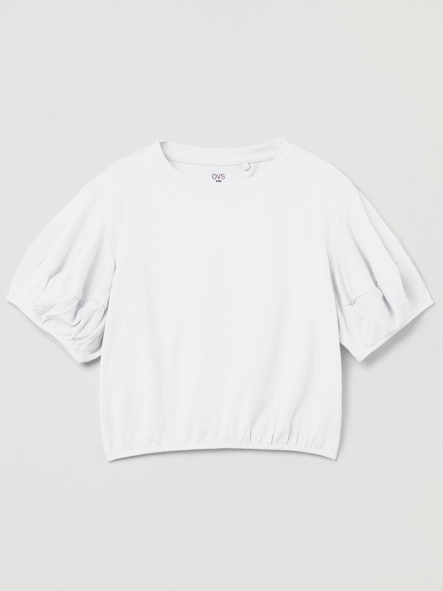 Cotton T-shirt with puff sleeves_0