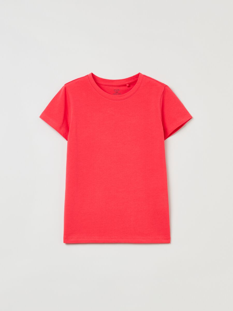 Stretch cotton T-shirt with crew-neck_0