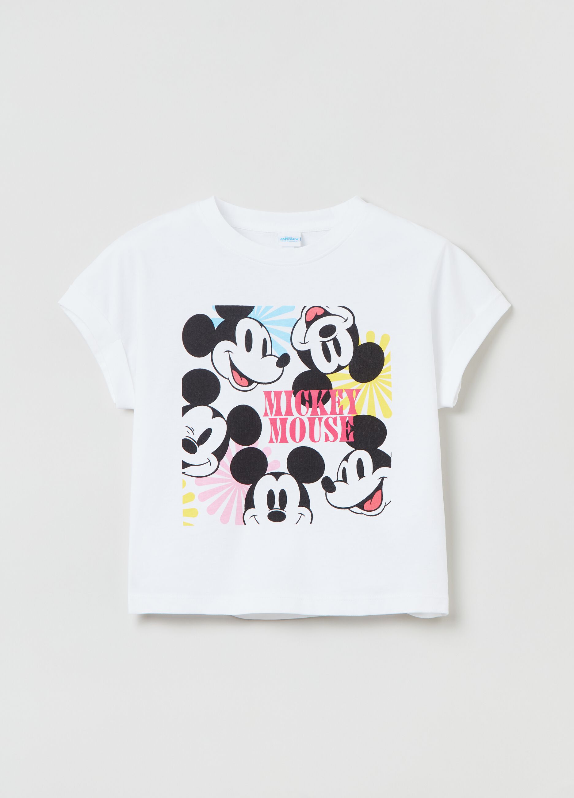Cropped T-shirt with Disney Mickey Mouse print