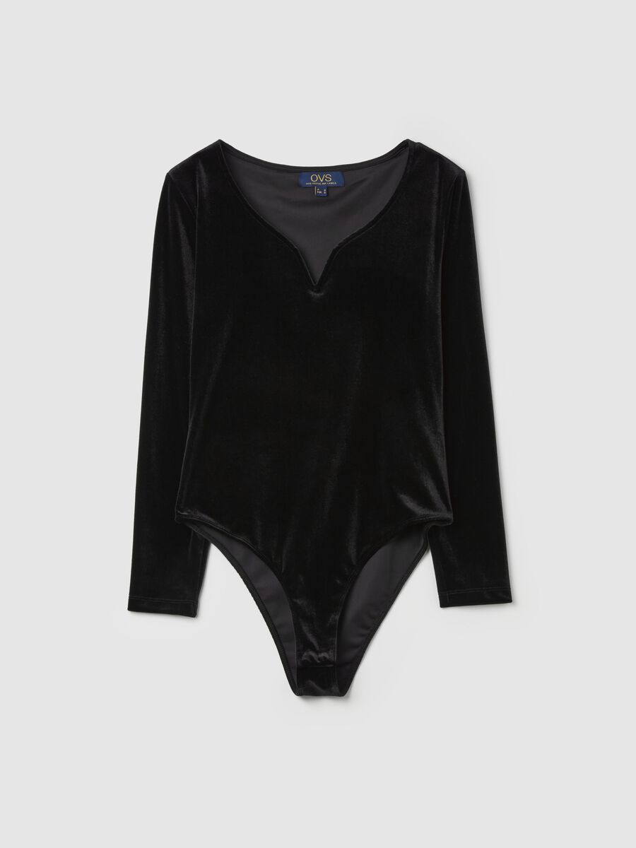 Long-sleeved bodysuit in velvet_4