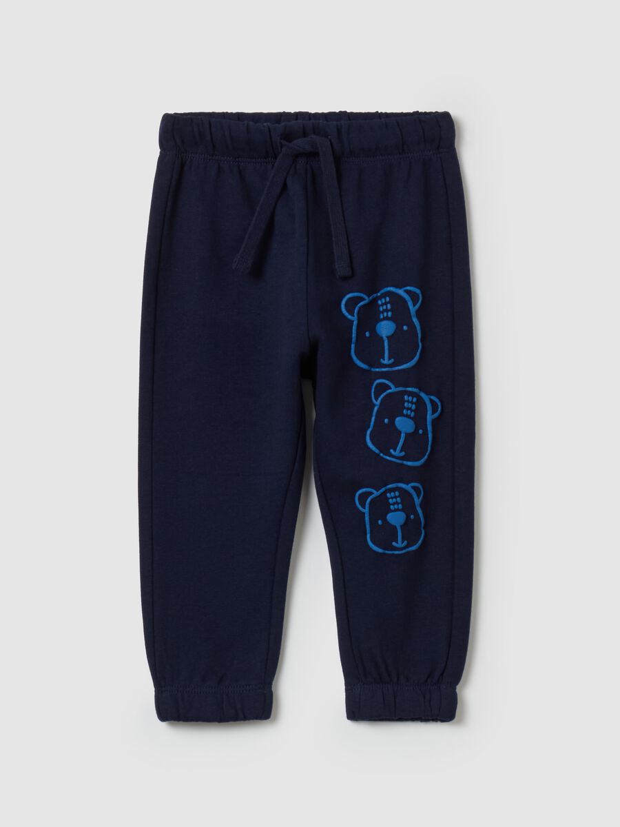 Joggers with drawstring and bear print_0