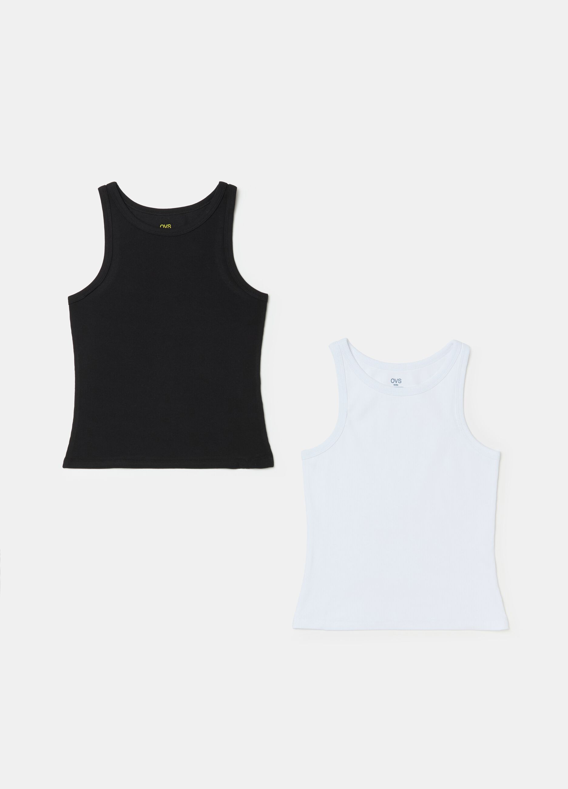 Two-pack ribbed vests with round neck