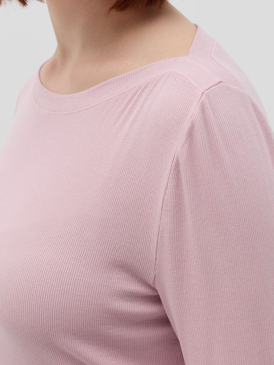 Curvy ribbed T-shirt with boat neck_2