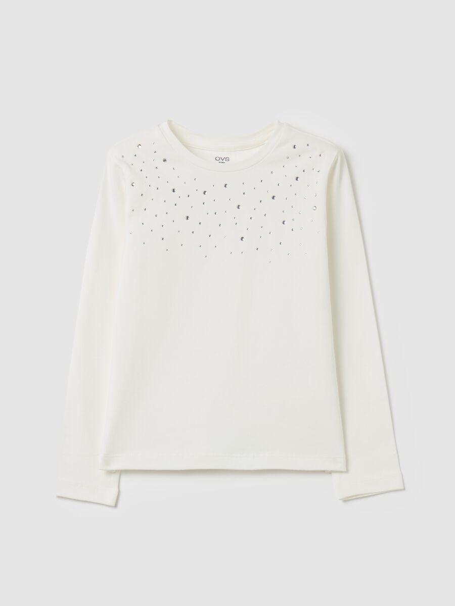 T-shirt a maniche lunghe con strass_0