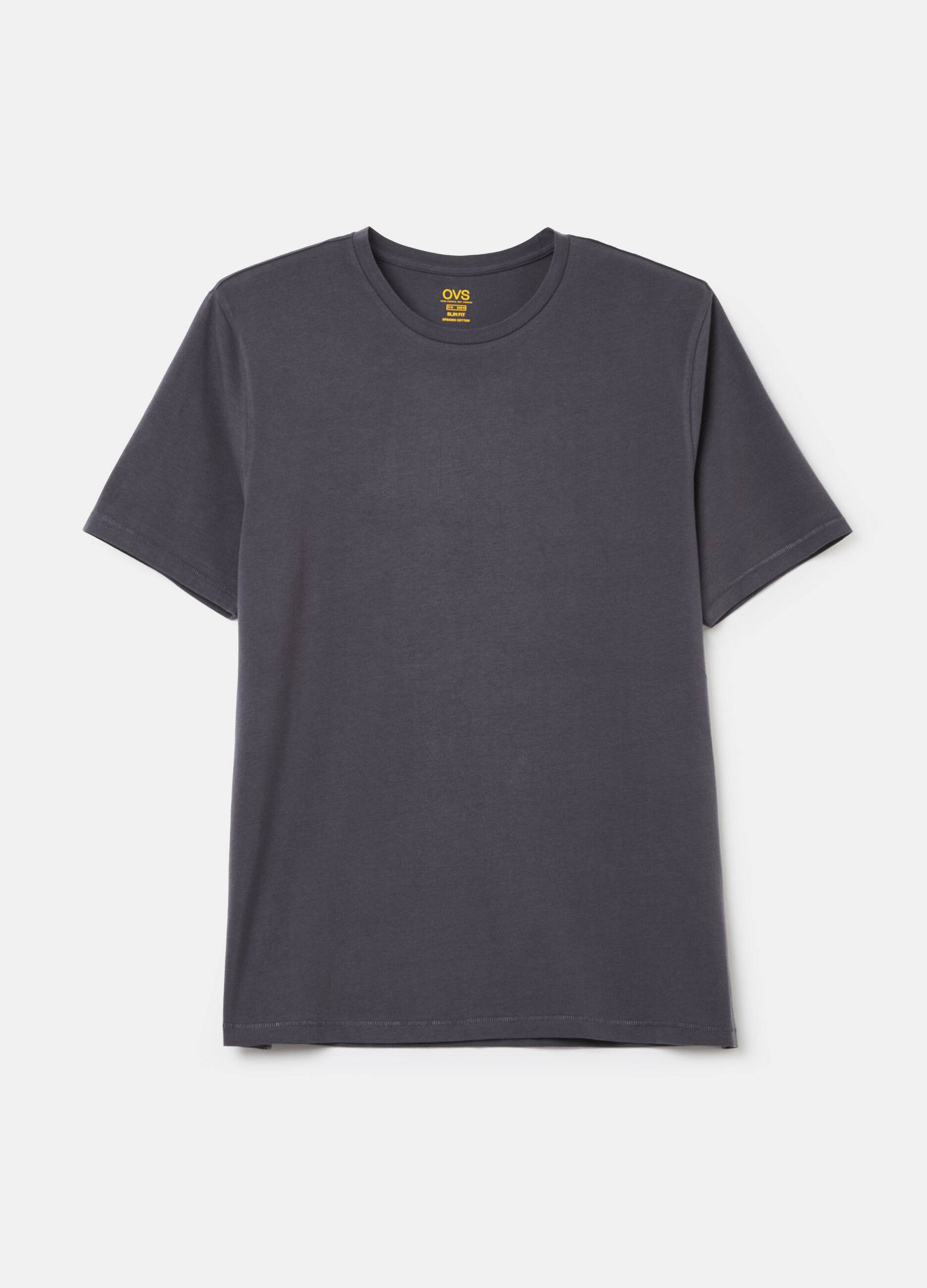 Stretch cotton T-shirt with crew-neck