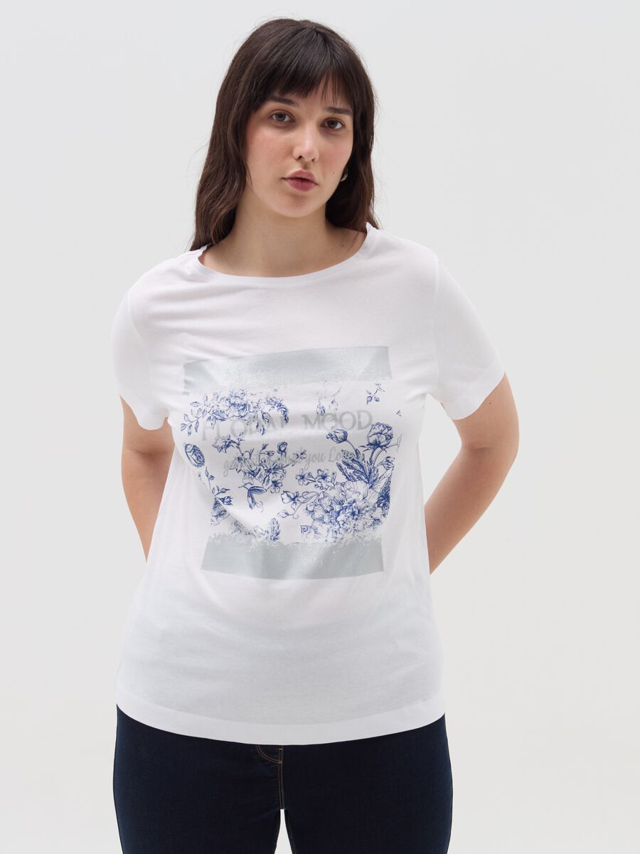 Curvy T-shirt with foil print_1