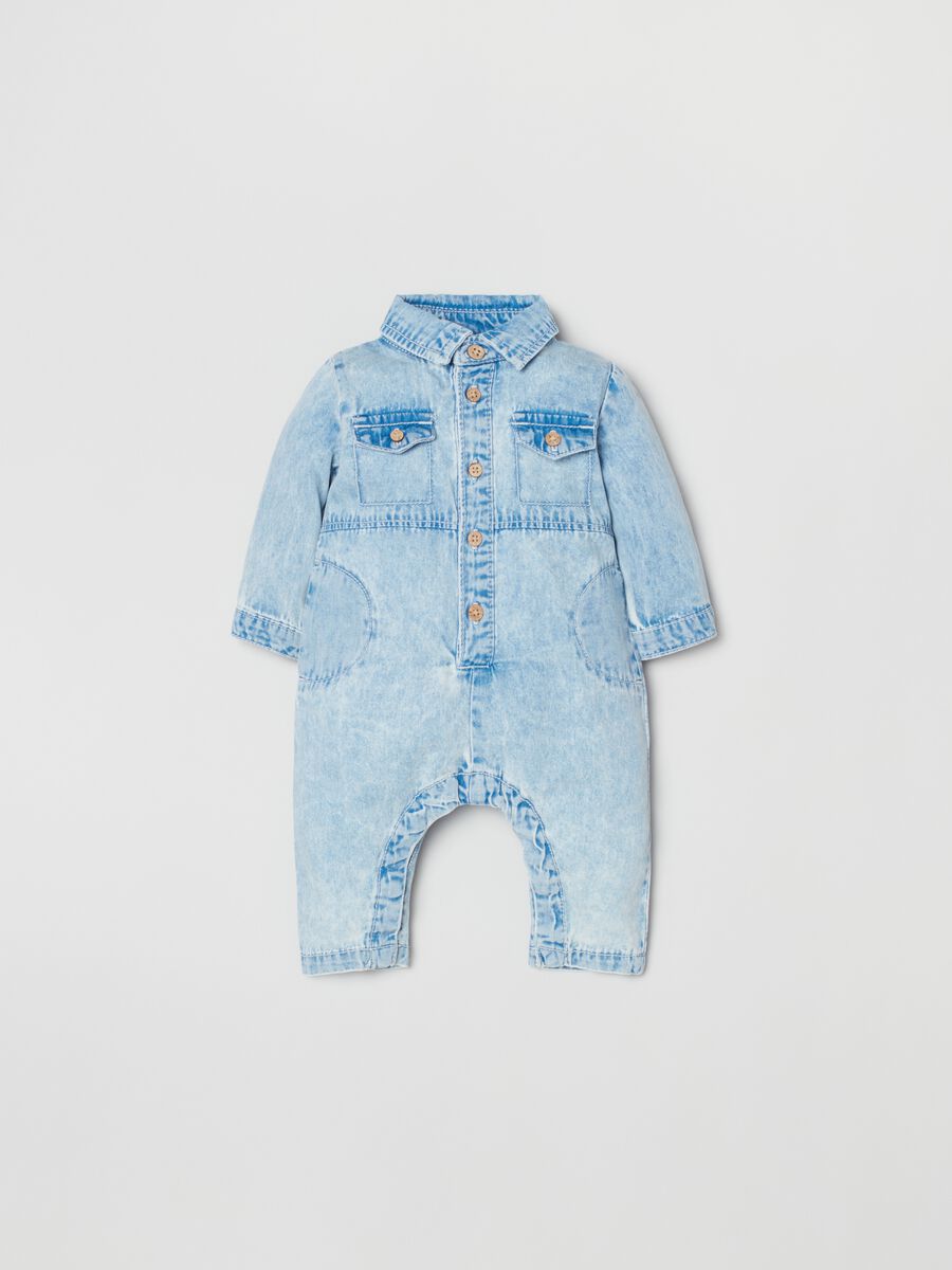 Acid wash denim onesie_0