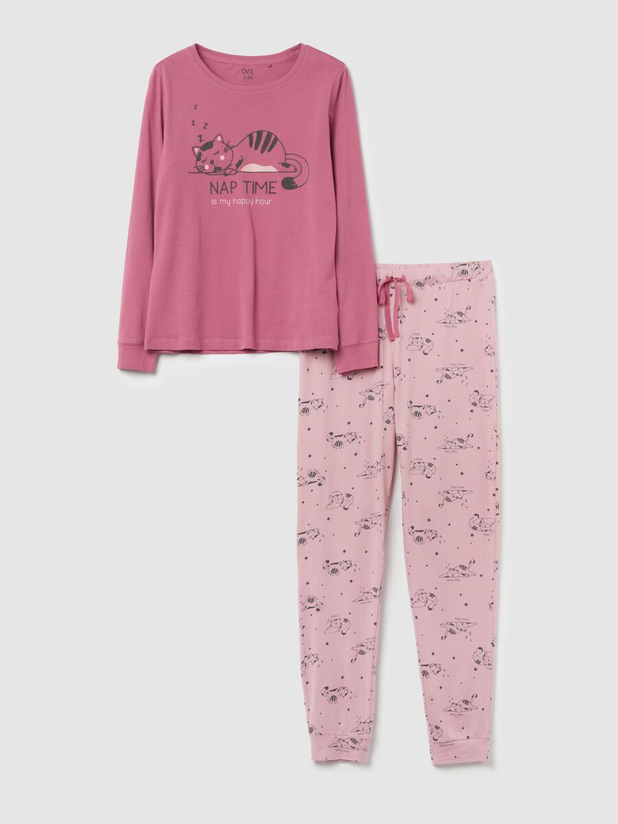 Long pyjamas with kitten print_4