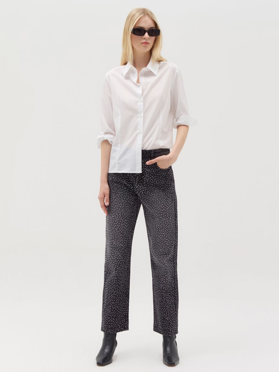 Straight-fit jeans with all-over diamantés_0