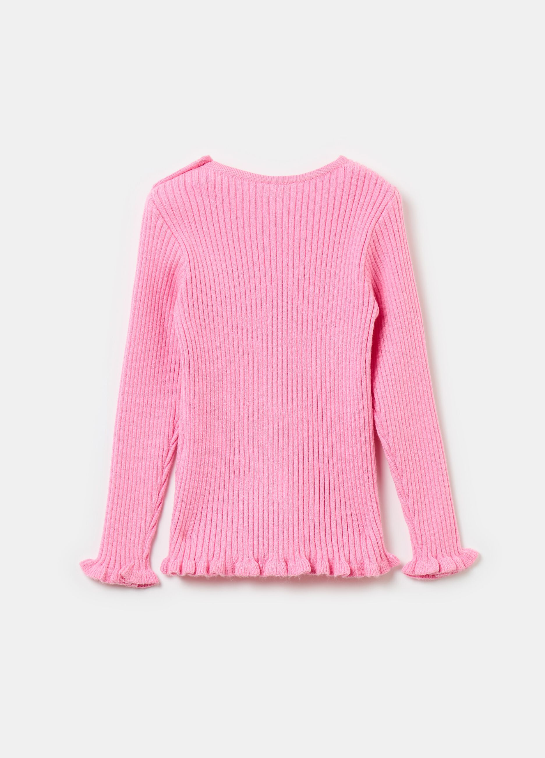 Ribbed pullover with frills