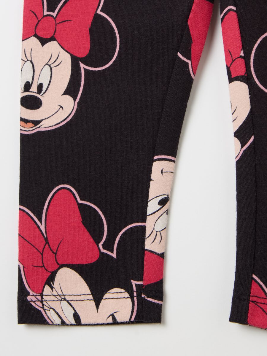 Stretch cotton leggings with Minnie Mouse print_3